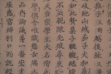 漢字が並んだ、日本の江戸時代の古文書