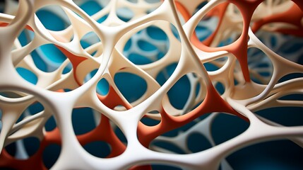 A paper cutout of a cellular membrane with geometric shapes, highlighting the detailed study of cellular structures in biotechnology. Illustration, Minimalism,