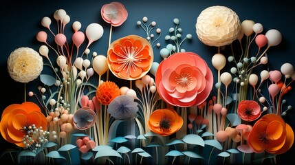 A vibrant paper collage of a cellular process with geometric patterns, highlighting the detailed study of life sciences in biotechnology. Illustration, Minimalism,