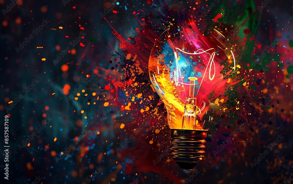 Poster a lightbulb illuminated by imagination