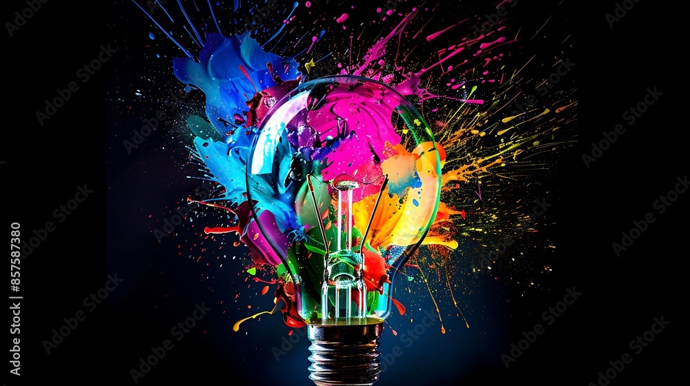 Poster lightbulb explosion of creativity and color