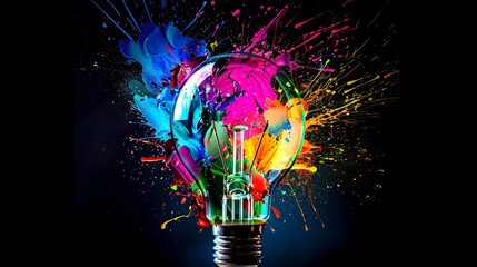 Lightbulb Explosion of Creativity and Color