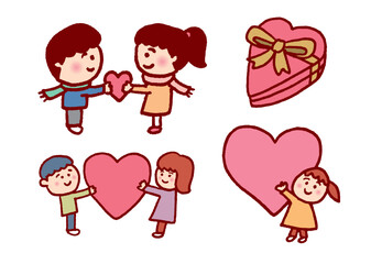 かわいい男の子と女の子のバレンタイン