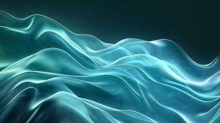 Obraz premium 6. Develop a sleek vector background using fluid color gradients and dynamic wave line effects in soothing tones of teal and turquoise, perfect for wallpapers and landing pages.