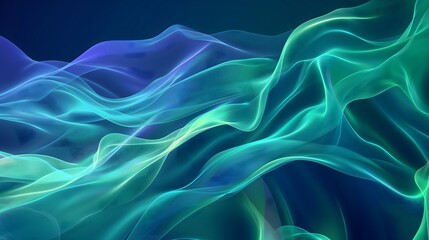 Obraz premium 1. Generate a trendy fluid color gradient abstract background with dynamic wave line effects in shades of blue and green. Ideal for wallpapers and banners.