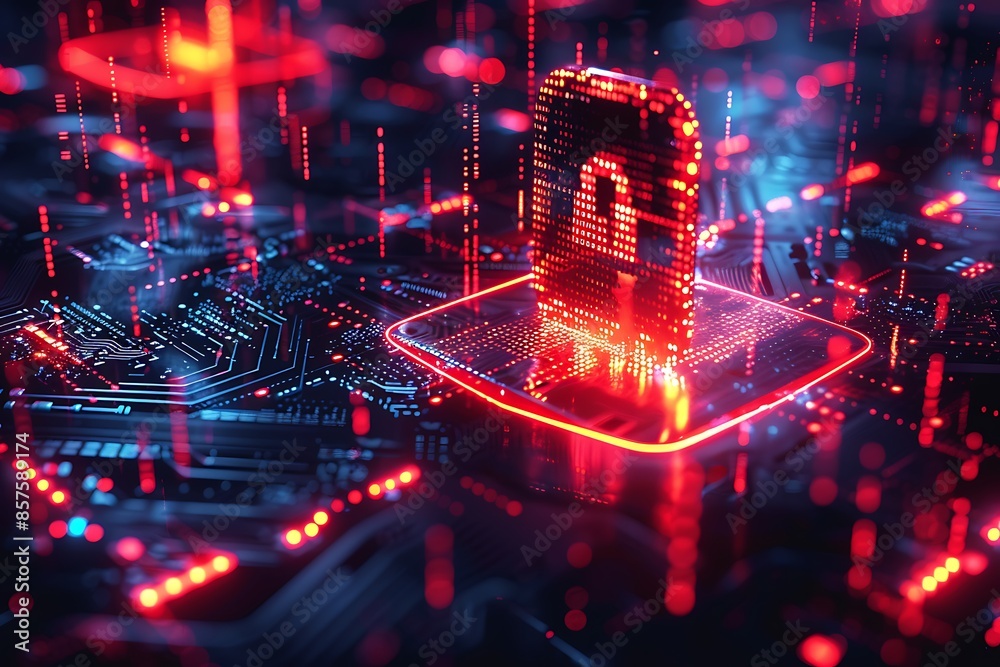 Aufkleber digital security lock on circuit board