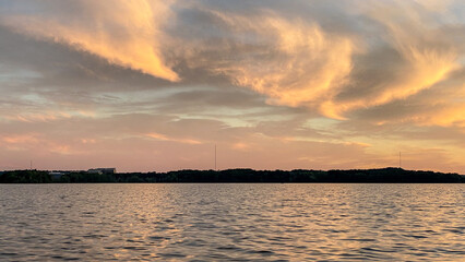 Colorful Cloudscape Sunset over Lake Mendota on the Boat