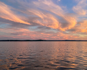 Colorful Cloudscape Sunset over Lake Mendota on the Boat