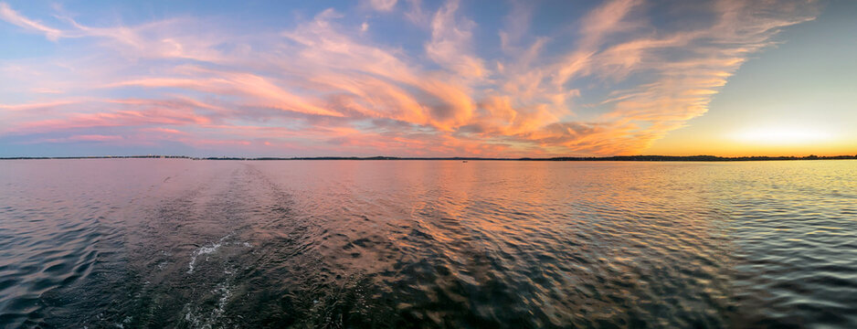 Colorful Cloudscape Sunset over Lake Mendota on the Boat