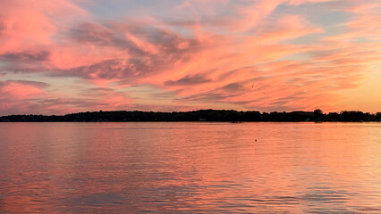 Colorful Cloudscape Sunset over Lake Mendota on the Boat