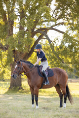 Obraz premium Equestrian Youth Teen Hunter Jumper riding attire with horse