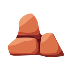 Brown red desert rock stone vector art, nature landscape elements, orange boulder stone illustration, isolated on white backround