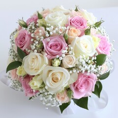 Obraz premium Beautiful bouquet of pink and white roses