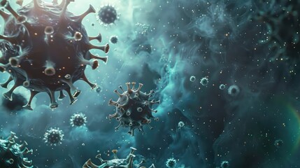 Fototapeta premium oronavirus concept resposible for SARS-CoV-2 outbreak and coronaviruses influenza as dangerous flu strain cases as a pandemic. Microscope virus close up. 3d rendering.