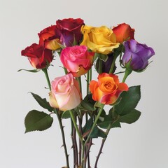 Bouquet of colorful flowers on white background