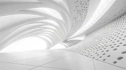 Naklejka premium 6. Craft an innovative abstract architecture concept featuring imaginative shapes and textures, designed to create a captivating white background image with a modern twist.