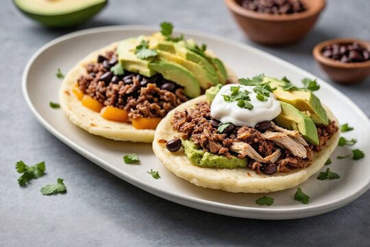 Venezuelan Cuisine Arepas: An overhead shot of a minimalist arepas presentation.