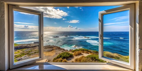 Open window or door overlooking the sea at Cape Leeuwin, Australia, Cape Leeuwin, Australia, ocean view, open, window, door