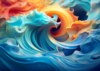 カラフルな塗料が渦巻く抽象的な背景