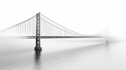 Obraz premium Modern suspension bridge, advanced engineering, 3D realistic, isolated on white background