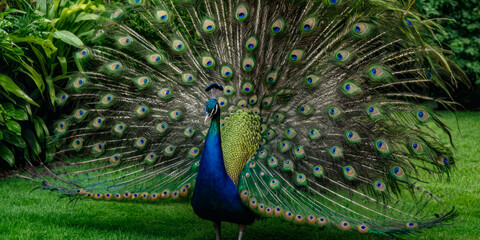 Obraz premium Majestic Peacock in Garden