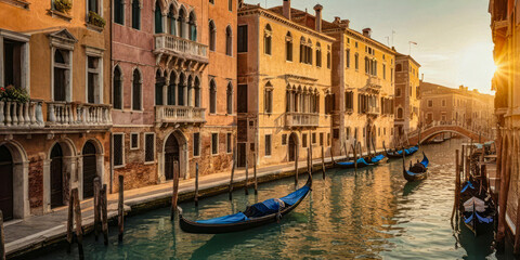 Naklejka premium Venetian Canal at Dusk