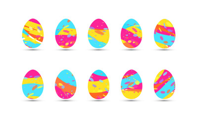Vector set of colorful eggs for easter celebration.