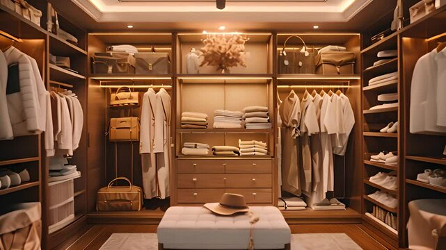 Luxurious Walk-In Closet with Elegant Design with Ai generated.
