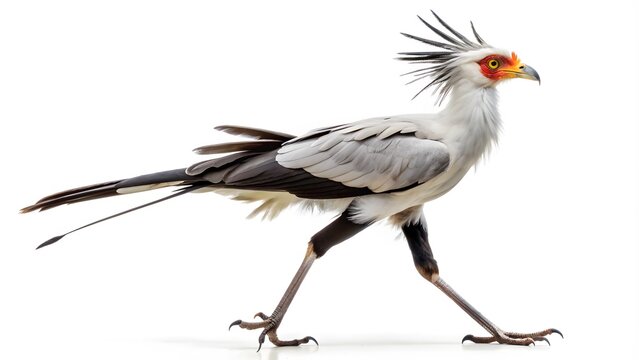 A secretary bird is a large african bird of prey known for its striking appearance, including a crest of feathers on its head and long, powerful legs.
