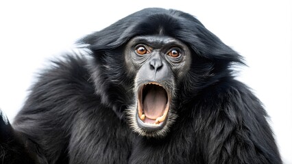 Naklejka premium Portrait Of A Siamang, A Black Gibbon Native To The Rainforests Of Sumatra And Borneo