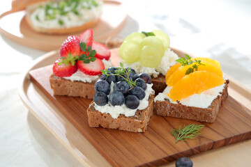 Cream Cheese with Fruits on the Bread