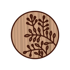 木彫り風円形ミニ花札　文月　萩　7月　萩のカス