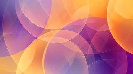 abstract circles background, in the style of purple and light yellow, soft and rounded forms, colorized, translucent layers, color field explorations, flat colors