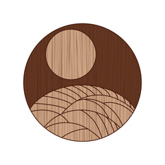 木彫り風円形花札　葉月　芒　月　8月　芒に月