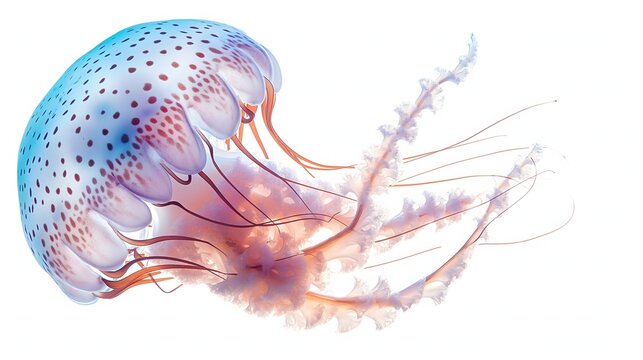 colorful jellyfish floating, blue, purple, orange clip art preview
