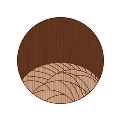 木彫り風円形花札　葉月　芒　8月　芒のカス