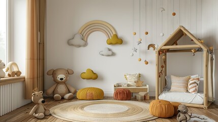 interior design illustration for small children with the theme of dolls and toys 3 AI Generative