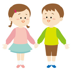 手を繋ぐ子供のイラスト2