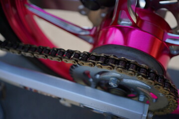 close up of motorbike chain