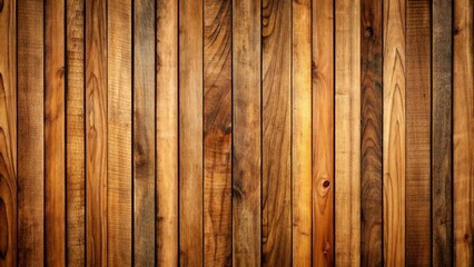 Obraz premium A wood background with multiple planks placed close together. The planks feature a variety of light and dark brown shades. The darkest shades are on the corners, the lightest on the middle planks