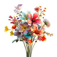 Fototapeta premium Spring flowers in a lovely bouquet against a transparent background
