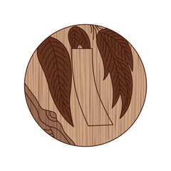 木彫り風円形花札　霜月　栃　11月　赤短　短冊　栃に短冊