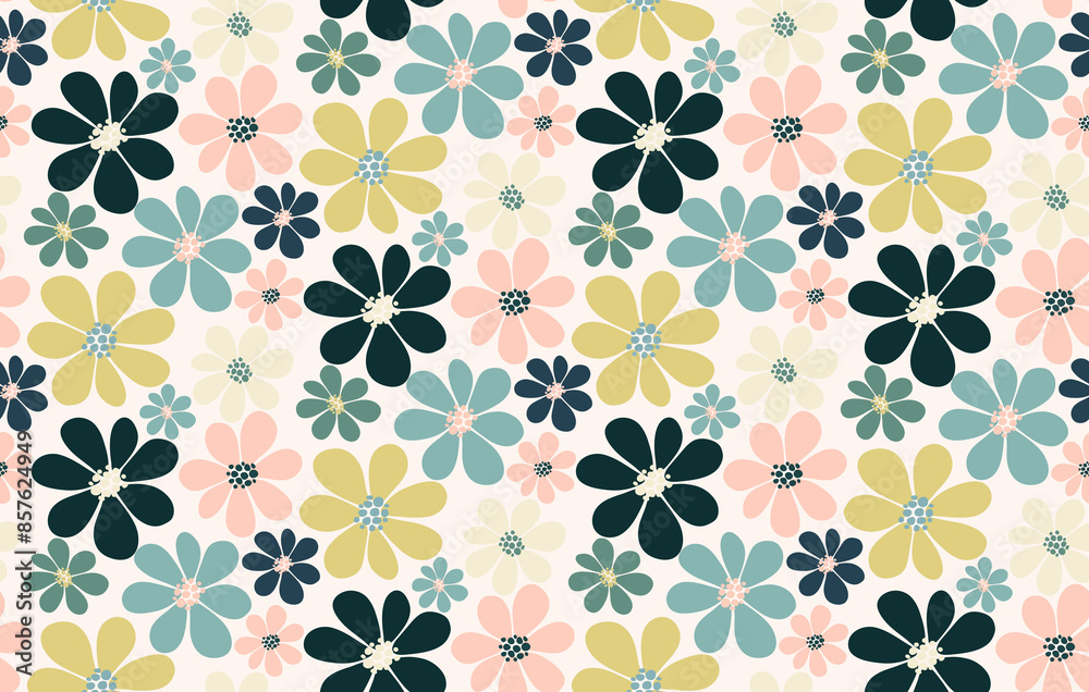 Wall mural flower pattern background for design. Colorful background.	