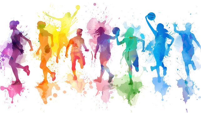 siluetas de colores de diferentes deportes practicando deporte con vida saludable para las olimpiadas juegos en movimiento