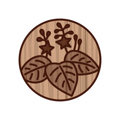 木彫り風円形ミニ花札　師走　桐　12月　桐のカス