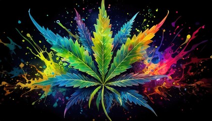 Colorful Abstract Cannabis Leaf Art