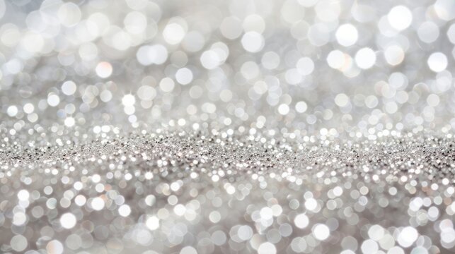 Silver glitter texture white sparkling shiny wrapping paper background for Christmas holiday seasonal wallpaper decoration, greeting and wedding invitation card design element