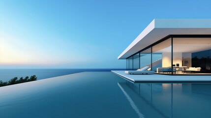 Fototapeta premium Modern Oceanfront Villa with Infinity Pool