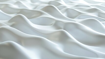 Obraz premium Clean white wave patterns merge effortlessly with a pristine background, illustrating simplicity and purity