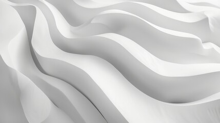 Obraz premium Clean white wave patterns merge effortlessly with a pristine background, illustrating simplicity and purity